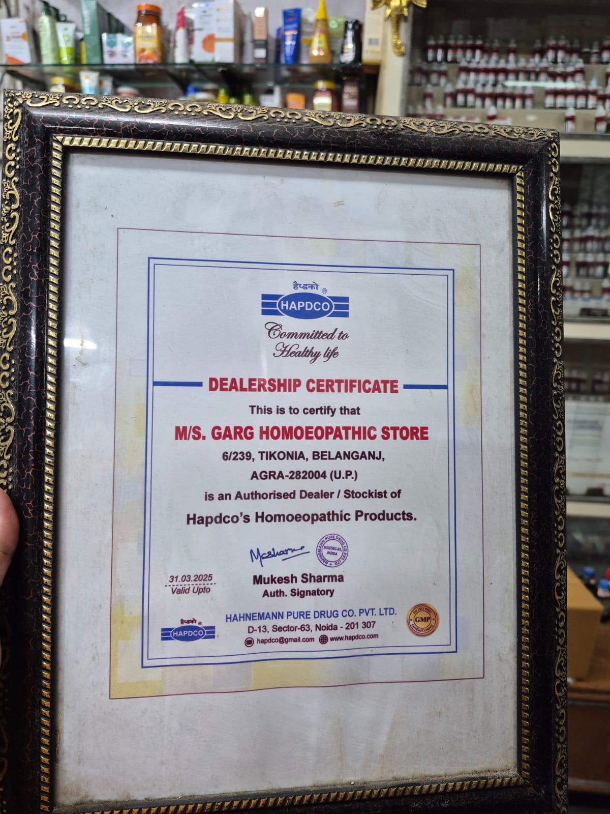 Dealership Certificate